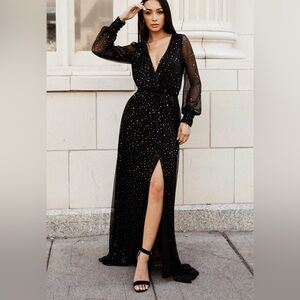 Baltic Born Abigail Sparkle Gown - Black with Gold Sparkle